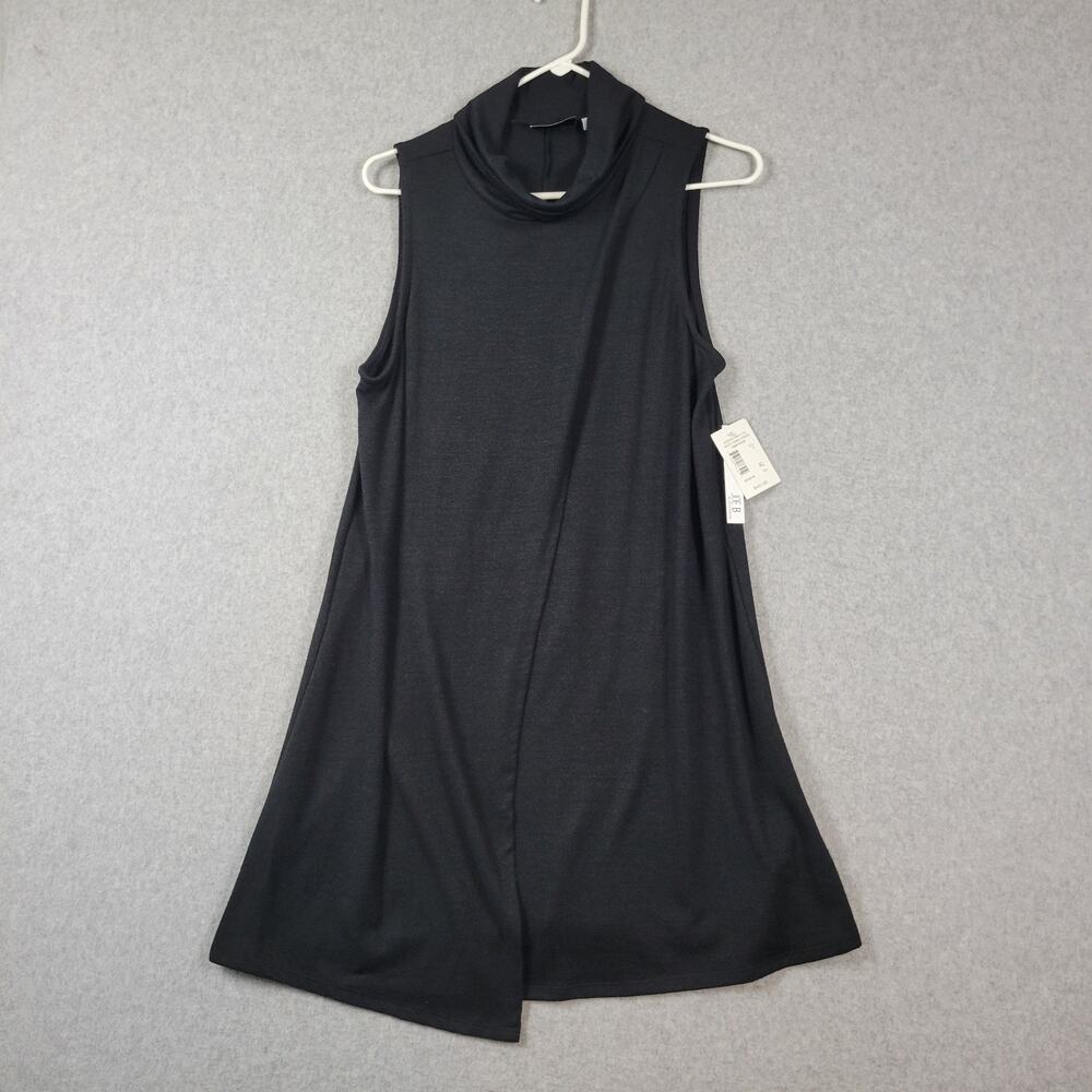 Joe B Black Sleeveless Cowl Neck Faux Wrap A Line Midi Dress Women's XL Stretch
